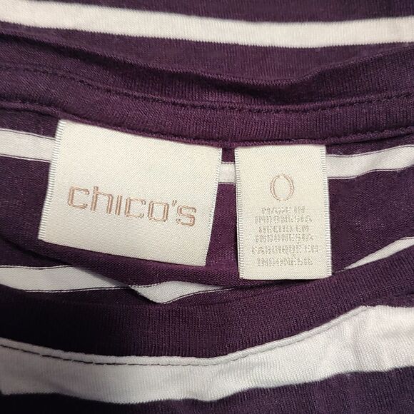 Chico's Purple and White Striped Top Size 0 - Picture 4 of 4